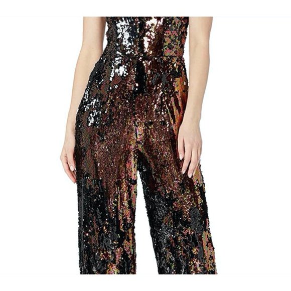 Dress The Population Sequin Jumpsuit Auburn Bronze - Picture 2 of 9